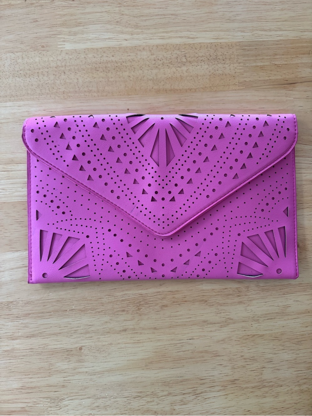 Lulu's Bright Pink Laser-Cut Envelope Clutch